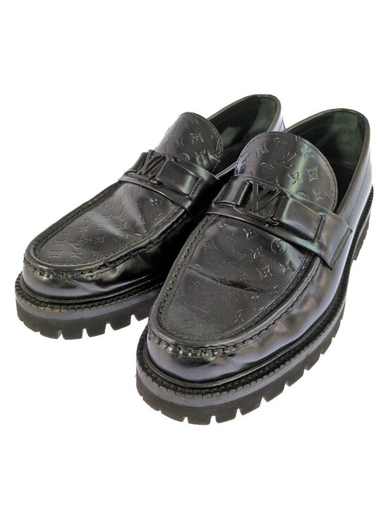 Louis Vuitton Monogram Measure Line Loafers Shoes 7 Black 100% Authentic LOUIS VUITTON Gloria Monogram Loafers Size  main image 4